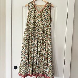 Floral Sleeveless Dress with gold accent by pink chicken